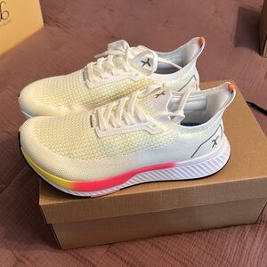 White and Yellow Flux Athletic Sneakers